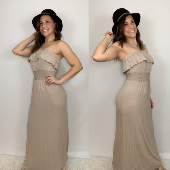 Papaya Dresses & Skirts - Taupe Strapless Maxi Dress